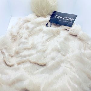 Faux fur hat off white with pom Pom ADULT SIZE